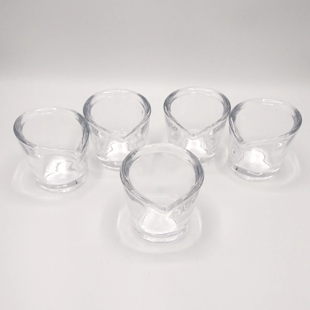 Vintage MCM Heavy Glass Votive Candle Holders Set Of 5